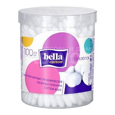 Ватные палочки Bella в банке, 100 шт