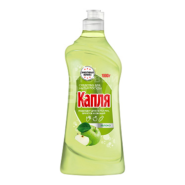 Средство для мытья посуды Капля VOX яблоко, 1 л