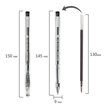 Ручка гелевая Brauberg 143900 EXTRA корпус прозрачный, узел 0,5 мм. линия 0,35мм, прозрачный корпус, черный