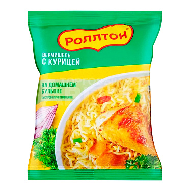 Лапша быстрого приготовления Роллтон с курицей, 60 г