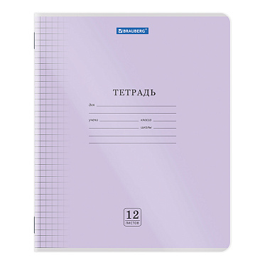 Тетрадь Brauberg 405022 12 листов, клетка,обложка пластик (прозрачный), 1 шт