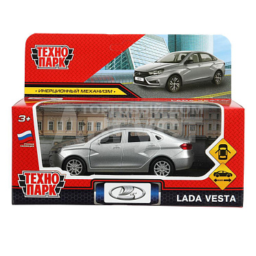 Машина VESTA-12-GR Технопарк Lada Vesta, двери открываются, 11,5 см, металл, цвет: серый