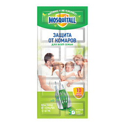 Пластины к электрофумигатору MOSQUITALL к электрофумигатору Нежная защита для детей от комаров 10 + 2, шт