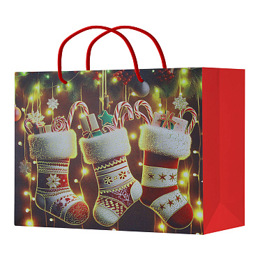 Пакет подарочный НГ 23*17,7*10 Сhristmas, бумага, тиснение золотом