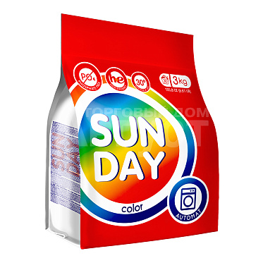 Стиральный порошок Sunday Color для цветного белья, автомат, 3 кг