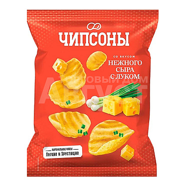 Чипсы Чипсоны со вкусом нежного сыра с луком, 40 г