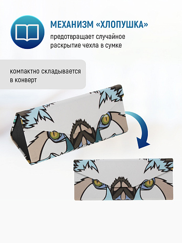 Футляр для очков FO-15 мужских и женских, с салфеткой белая кошка