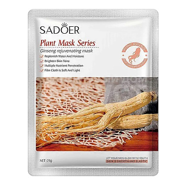 Маска для лица Sadoer тканевая, укрепляющая c экстрактом женьшеня, 25 г