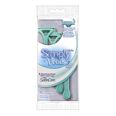 Станок для бритья Gillette SATIN CARE simply venus 2 лезвия одноразовый, женский, 2 шт