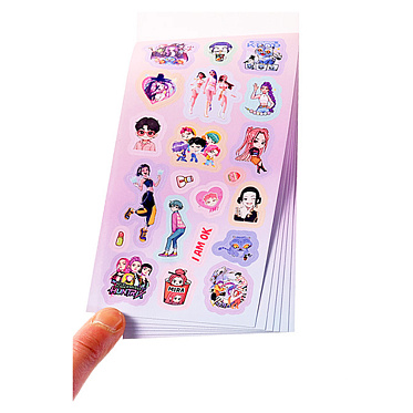 Наклейки M-20804 K-pop, 6 дизайнов 7.5*14.5 см, 6 листов