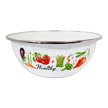 Миска Appetite 10-0311/4 Овощи/Veggies, ободок из нержавеющей стали, эмалированная, 2,5 л