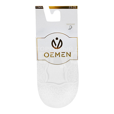 Подследники капроновые Oemen 8013 кружевные хлопк. подошва, силикон на пятке, размер 23-25, белый