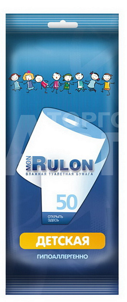 Бумага туалетная влажная детская Mon Rulon 50 шт.