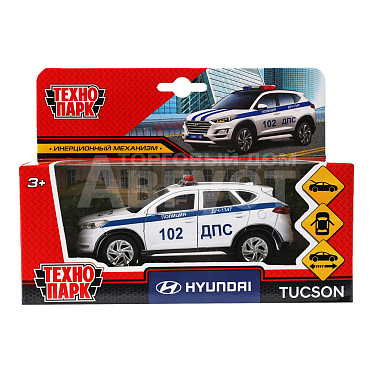 Машина TUCSON-12POL-WH Технопарк инерционная, Hyundai Tucson Полиция, 12 см, металл, в ассортименте