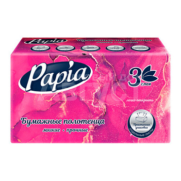 Полотенце бумажное Papia 3-х слойное, V-сложения, 100 шт