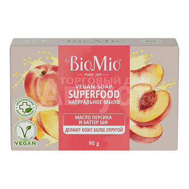 Мыло натуральное веганское BioMio BIO-SOAP персик и ши, 90 г
