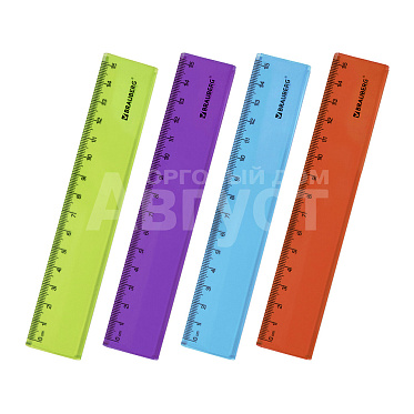 Линейка Brauberg 210765 Fruity, тонированная, 15 см, пластик, ассорти