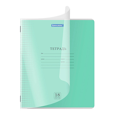 Тетрадь Brauberg 405030 18 листов, клетка,пластиковая обложка,Smart Cover, 1 шт