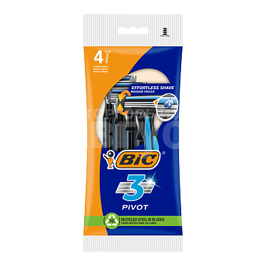 Станок для бритья Bic 3 ПИВОТ,одноразовый, с тремя лезвиями, 4 шт