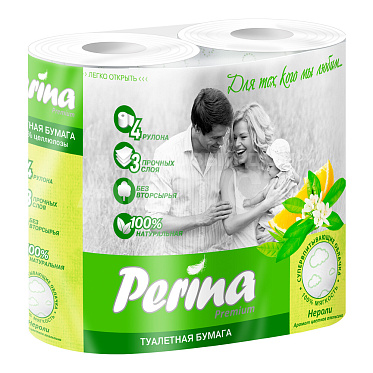 Бумага туалетная Perina Neroli трехслойная, 4 шт