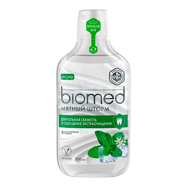 Ополаскиватель для полости рта BioMed Мятный шторм, свежесть и экстра очищение, 500 мл