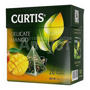 Чай зеленый Curtis Delicate Mango, в пирамидках, 20 пакетиков
