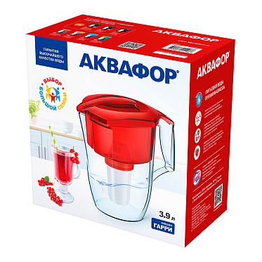 Кувшин Аквафор Гарри 3,9 л, красный