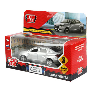 Машина VESTA-12-GR Технопарк Lada Vesta, двери открываются, 11,5 см, металл, цвет: серый