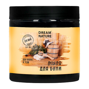 Мыло Dream Nature Банное Голубой лён, густое, черное, 500 мл