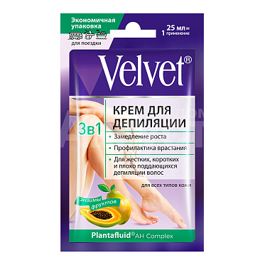 Крем для депиляции Velvet в 1 для жестких, коротких волос, 25 мл