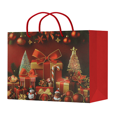 Пакет подарочный НГ 23*17,7*10 Сhristmas, бумага, тиснение золотом