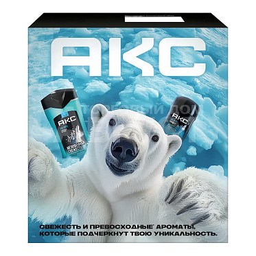 Набор подарочный АХЕ ICE CHILL, 2 в 1 гель-шампунь для душа 250мл + дезодорант стик 50мл, мужской