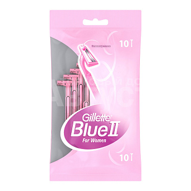 Станок для бритья Gillette Blue II 2 лезвия одноразовый розовый, женский, 10 шт
