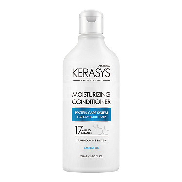 Кондиционер для волос Kerasys Moisturizing увлажнение с аминокислотами и маслом семян баобаба, 180 мл
