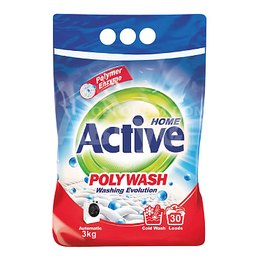 Стиральный порошок Active Poly Wash Polymer Enzyme - технология холодной стирки, 3 кг