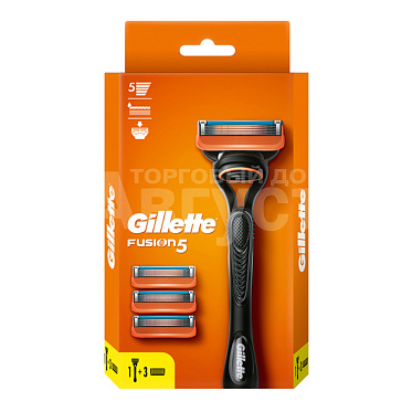 Станок для бритья Gillette Fusion 5 лезвий с 4 сменными кассетами, мужской, 1 шт