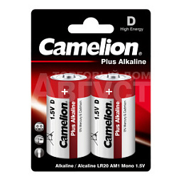 Батарейка Camelion Plus Alkaline LR20 BL2, 1,5В, 2 шт