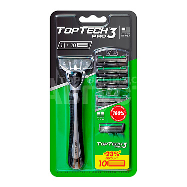 Станок для бритья TopTech PRO 3 3 лезвия, 10 сменных кассет, мужской