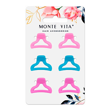 Краб для волос 457029 soft-touch, Monte Vita 2,5 см, в ассортименте, 6 шт