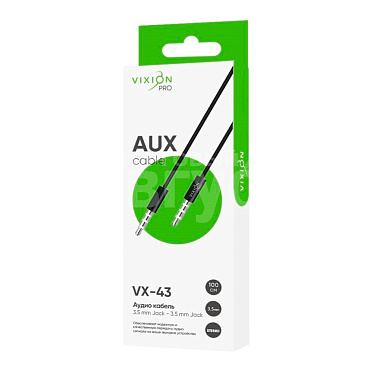 Кабель Vixion AUX Jack-Jack 3,5мм VX-43 PRO, черный, 1 м