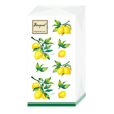 Салфетки бумажные Bouquet Original de Luxe, 2-х слойные, 33*33 см, Скатерть с лимонами, 20 листов