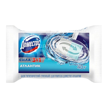 Блок туалетный Доместос запасной блок атлантик, 40 г