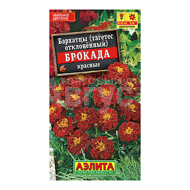 Семена цветов АЭЛИТА Бархатцы Брокада красные отклоненные, цп, 0,3 г