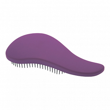 Расческа массажная мини Dewal Beauty с ручкой, для легкого расчесывания волос 13 см, фиолетово-черная