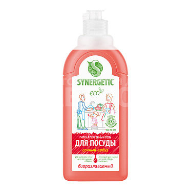 Средство для мытья посуды SYNERGETIC арбуз, дозатор, 500 мл