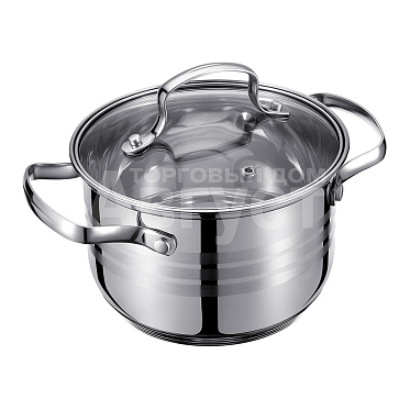 Кастрюля Regent 93-CIN-03 Linea CINTURA, со стеклянной крышкой 18*12,5 см, нержавеющая сталь, стекло, 3 л