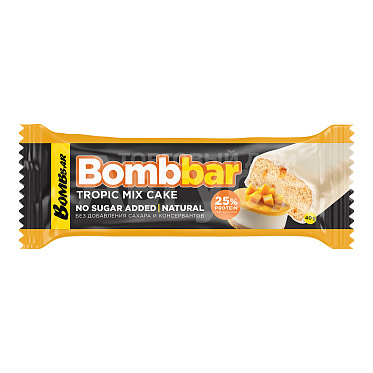 Батончик Bombbar протеиновый, торт, тропический микс, глазированный, 40 г