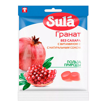 Бад Леденцы Sula, б/сахара, гранат, пакет, 60 г