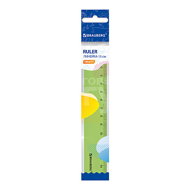 Линейка Brauberg 210765 Fruity, тонированная, 15 см, пластик, ассорти