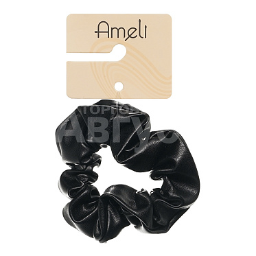 Резинка для волос Ameli WHB23922-26 кожа, 9,5см, черный